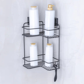 Prateleira de Canto Dupla com Ventosa Preta