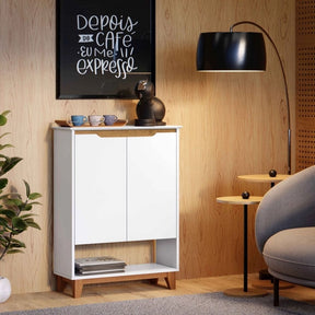 Sapateira Organizadora 2 Portas Hall Flow Branco com Freijó - Rede Móveis