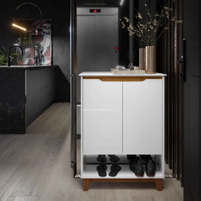 Sapateira Organizadora 2 Portas Hall Flow Branco com Freijó - Rede Móveis