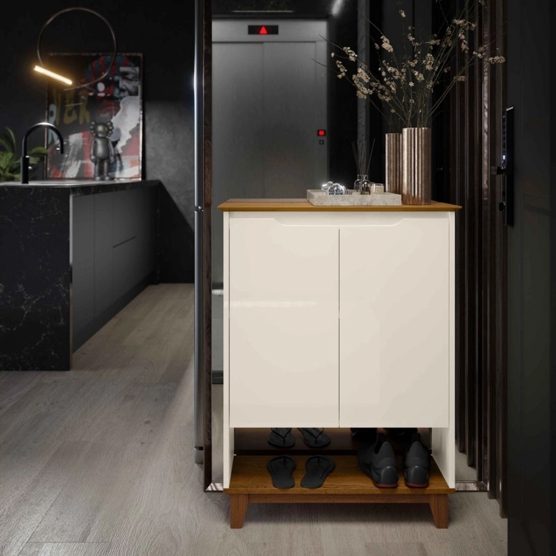Sapateira Organizadora 2 Portas Hall Flow OffWhite - Rede Móveis