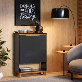 Sapateira Organizadora 2 Portas Hall Flow Preto com Freijó - Rede Móveis