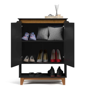 Sapateira Organizadora 2 Portas Hall Flow Preto com Freijó - Rede Móveis