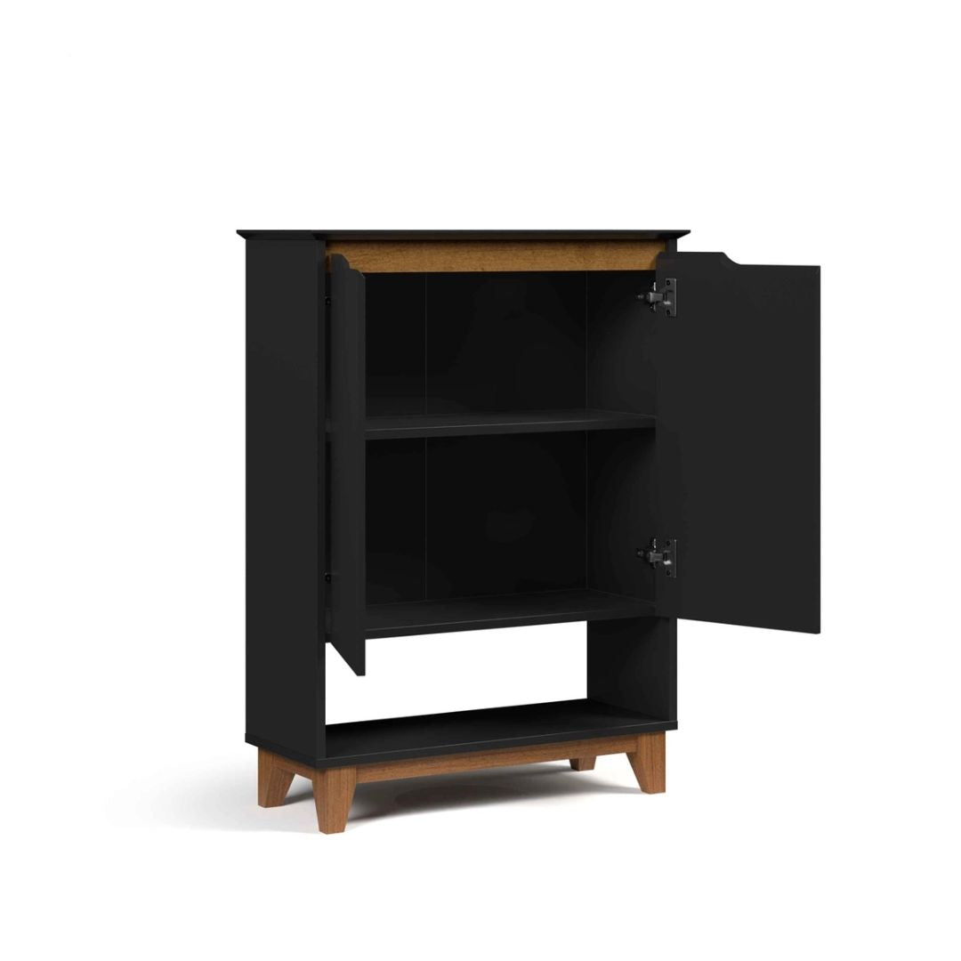 Sapateira Organizadora 2 Portas Hall Flow Preto com Freijó - Rede Móveis