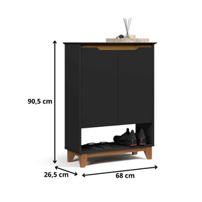 Sapateira Organizadora 2 Portas Hall Flow Preto com Freijó - Rede Móveis