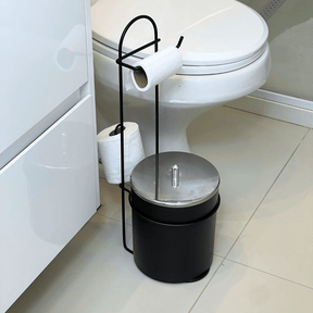Suporte de Papel Higiênico e Lixeira 5 Litros Preto Fosco