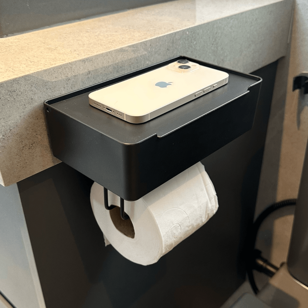 Suporte Papel Higiênico com Porta Objetos 3M Preto