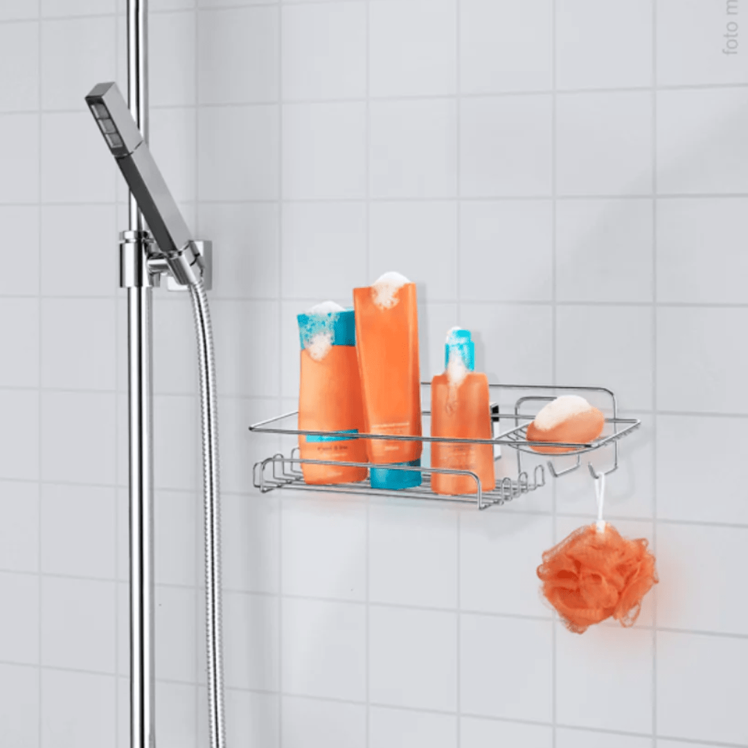 Suporte Porta Shampoo Retangular com Ventosa Cromado